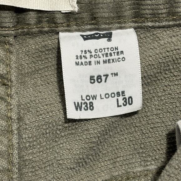 Levi’s 567 Corduroy Pants Mens 38x30 Baggy Low Loose Boot Brown Y2K Wide Leg VTG - Picture 6 of 15